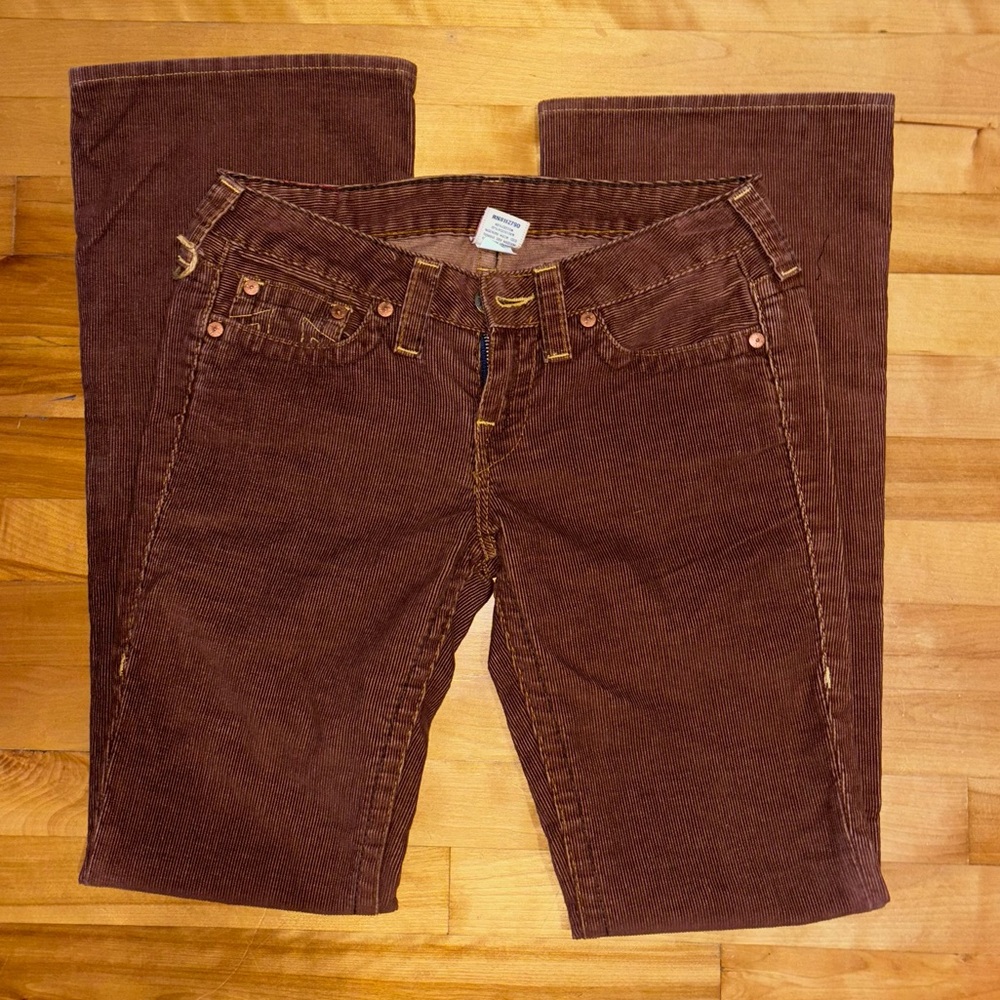 Brown / Rust True Religion Low-Rise Corduroy Flares